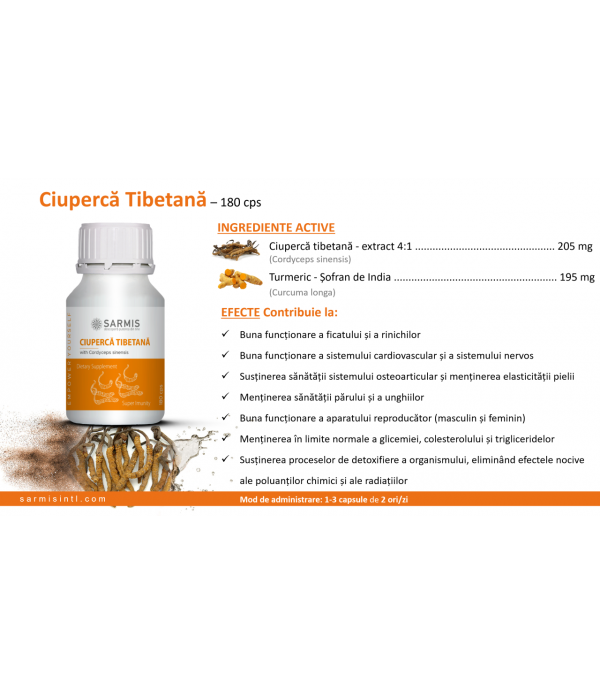 Ciuperca Tibetana cu Turmeric -180 cps